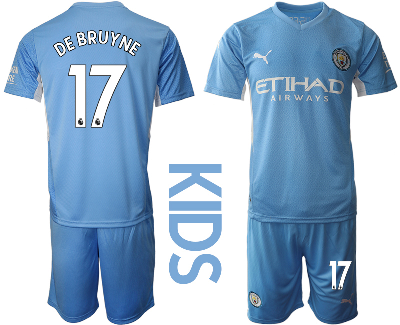 Youth 2021-2022 Club Manchester City home blue #17 Soccer Jersey